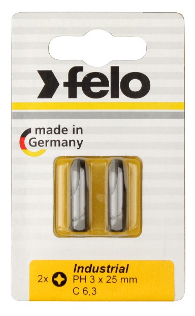 Бита Felo крестовая PH 3X25, серия Industrial, 2 шт в блистере 02203036