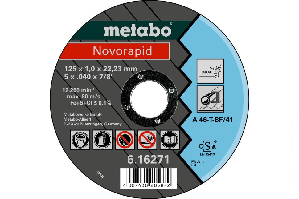 Круг отрезной Metabo 125*1,0 нерж. Novorapid A46T Inox 617020000