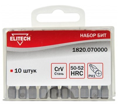 Бит Elitech 50мм, CrV, PH1 1штука 1820.070000