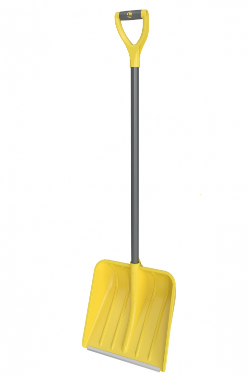 Лопата для снега ВАРЯГ (в сборе) 400*400 ЧЕРНАЯ с цвет. черенком и V-ручкой (Павлово)