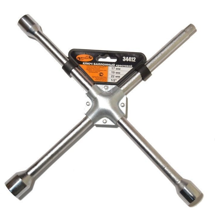 Ключ балонный АвтоДело крест 17*19*22*1/2 усиленный 34412-АД