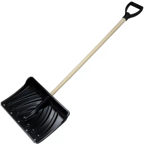 Лопата для снега (в сборе) автомобильная с деревянным черенком и V-ручкой (малая) Павлово 117390