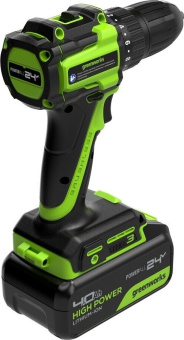 Дрель-шуруповерт аккумуляторная GREENWORKS DD345 24V, АКБ 4Ач и ЗУ 3708307CUB