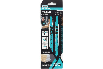 Пилки д/лобзика METALLICA Optima T111C 100/75мм шаг 3мм, HCS грубый рез, по дереву 2шт 907658