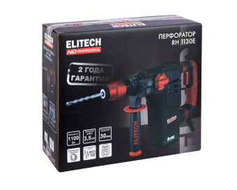 Перфоратор Elitech HD RH 1130E (SDS-plus;AVC;1100Вт;30мм;2реж;3.5Дж;2250/3320/3970уд/мин;4.9кг;чем)