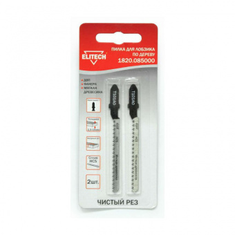 Пилки лобзиковые ELITECH T101AO 1820.085000 (2шт,HCS,50мм,рез 1.5-15мм) 190384