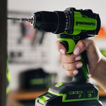 Дрель-шуруповерт аккумуляторная GREENWORKS DD345 24V, АКБ 4Ач и ЗУ 3708307CUB