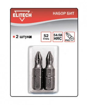 Набор бит Elitech сталь S2, PH1 x 50мм,  1820.071800