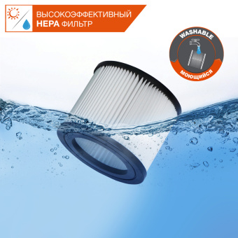 Пылесос DAEWOO DAVC 2000 HOME (20л, 1500Вт, 250мБар, HEPA фильтр, фильтр-мешок синт.,сухая+влажн. уб