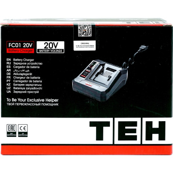 Зарядное устройство TEH FC01 20V (время заряда 30-90мин, тип крепления — слайдер, вес 0.22кг)