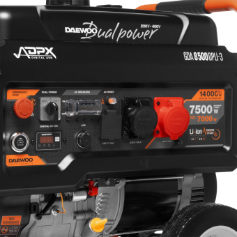 Генератор бензиновый DAEWOO GDA 8500DPLi-3 (7,5/7.0кВт, 460см3, 18л.с., эл.запуск, эл.дисплей, 40л)
