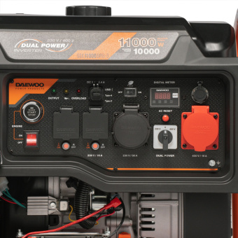Генератор бенз. инверт. DAEWOO GDA 11000DPEi-3 (11/10кВт, DUAL POWER 230/400В, 520см3, 20л.с., 40л)