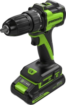 Дрель-шуруповерт аккумуляторная GREENWORKS DD345 24V, АКБ 2Ач и ЗУ 3708307CUA