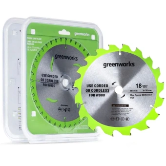 Диск пильный Greenworks 165x1.6x20 мм, 18T, по дереву 2955807