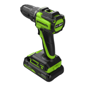 Дрель-шуруповерт акк. Greenworks DD345, 24V, б/щет, 27/45 Нм,13мм,2х2Ач,ЗУ,кор (3708307CUC)