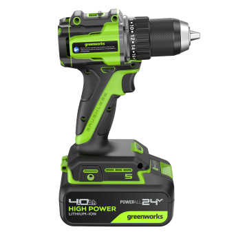 Дрель-шуруповерт акк. Greenworks DD560, 24V, б/щет, 30/60 Нм,13мм, Anti-kickback,1х4Ач,ЗУ,кор (3708407CUB)