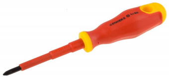 Отвертка STAYER Profi ELECTRO диэлектрическая  до 1000 PH №1*80мм двухкомп. рукоят. 25142-1-08