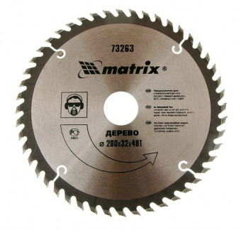 Диск пильный Matrix по дереву  200*32*48z+кольцо 30/32