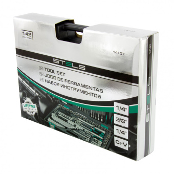 Набор инструмента STELS 1/2" 3/8"  1"/4" CrV пластиковый кейс 142 предмета