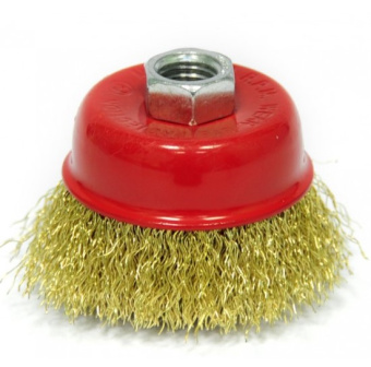 Щетка д\УШМ Elitech 65 мм, М14, "чашка", латунированная витая проволока 0,3 мм 1820.073800   189140