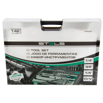Набор инструмента STELS 1/2" 3/8"  1"/4" CrV пластиковый кейс 142 предмета