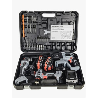 НАБОР 3в1 ProfiPower ProfiSet-3E18 (Li-ion-2шт, 4Ач, З/У, кейс, E0080,T0056, T0058) E0247