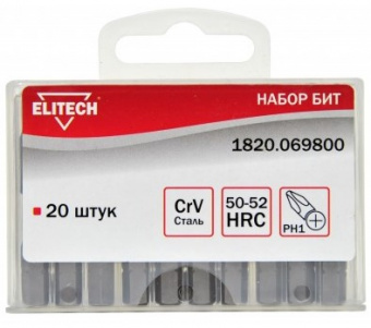 Бит Elitech  25мм, CrV, PH1 1820.069800   189248