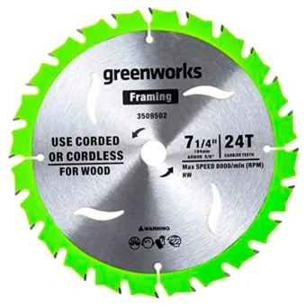 Диск пильный Greenworks 184x20 мм, 24T, по дереву   2943407