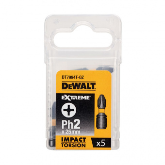 Набор бит DeWalt 5шт. PH2 25мм ударные IMPACT TORSION DT7994T-QZ 