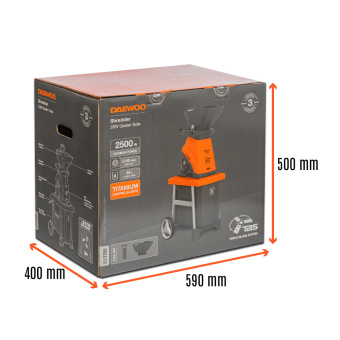 Измельчитель DAEWOO DSR 2750E (2500Вт, макс. диаметр веток 45мм, 3 ножа, 16кг)
