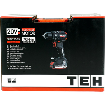 Шуруповерт аккум.TEH TDBL720 (20V,70Нм, 0-500/2100об/мин, БЗП 13мм, без АКБ и ЗУ, кор) 