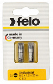 Бита Felo Плоская шлицевая 8X1,2X25, серия Industrial, 2шт в блистере 02080036