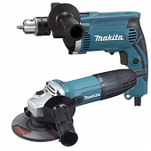 Набор инструмента Makita DK 0123 дрель ударная HP 1630 и УШМ GA 5030