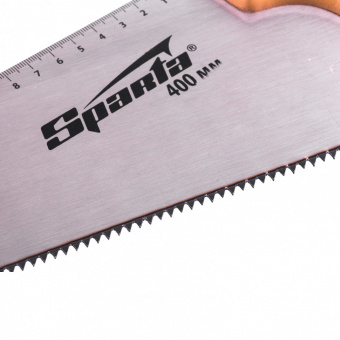 Ножовка по дереву Sparta 400мм 7-8TPI 2D-зуб каленый, линейка, двухкомпонентная рукоятка 235015