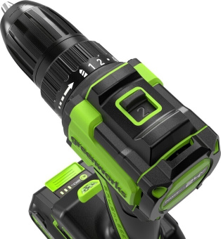 Дрель-шуруповерт аккумуляторная GREENWORKS DD345 24V, АКБ 2Ач и ЗУ 3708307CUA