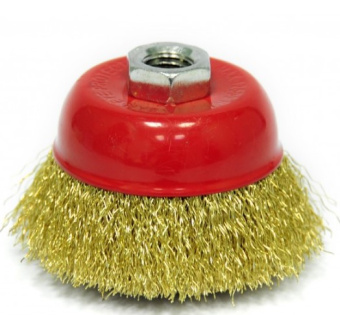 Щетка д\УШМ Elitech 75 мм, М14, "чашка", латунированная витая проволока 0,3 мм 1820.073900   189141