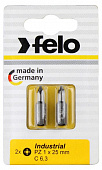 Бита Felo крестовая PZ 1X25, серия Industrial, 2 шт в блистере 02101036